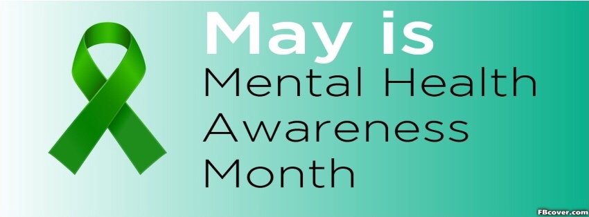 May is Mental Health Awareness Month with green ribbon